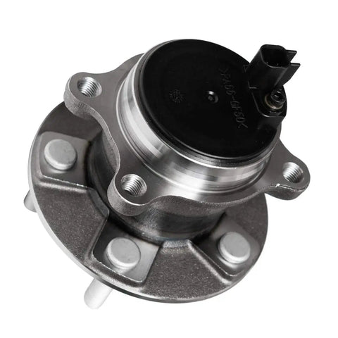 Front view of rear wheel hub and bearing assembly for Focus 2012 2013 2014 2015 2016 2017 2018 with ABS, 5 lug, AUQDD 512466.