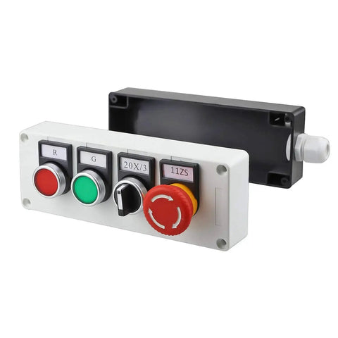 Red Green Push Button Emergency Stop Switch With Latching 3 Position Selector 2NO 1NC Rotary Switch for control panels