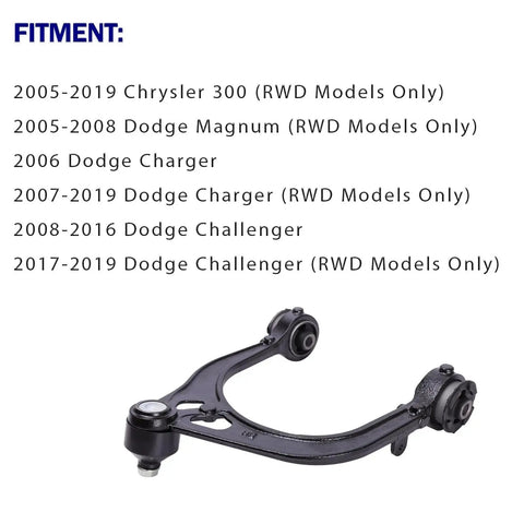 Beefed-Up Front Upper Control Arm With Ball Joints Replacement Kit For 2005-2019 Chrysler 300, 2006-2019 Dodge Charger, 2-Piece shown