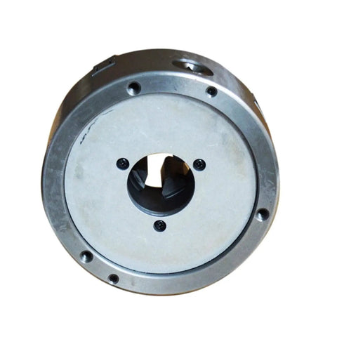 Front view of 4 Jaw Lathe Chuck INTBUYING K12 160 Self Centering 160mm Metal Chuck For CNC Machine Tools showing central hole and screws