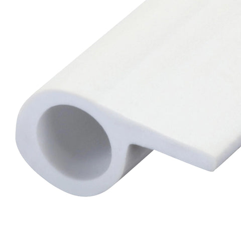 White vinyl weatherseal gasket for doors and windows, hollow round tube profile