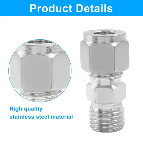Heavy Duty 304 Stainless Steel Compression Fitting 1/4 Inch With Double Ferrules Union 5/16 Inch Tube OD To 5/16 Inch Tube OD Straight Adapter 2 Pack Corrosion Resistant, showcasing close-up of high-quality material.