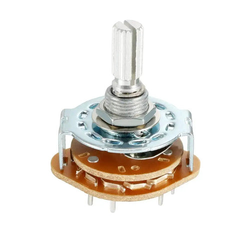 1 Pole 11 Position Band Selector Rotary Switch, Single Deck, 9mm Mount Thread, 6mm Shaft, 14mm Shaft Length, 12 Pins