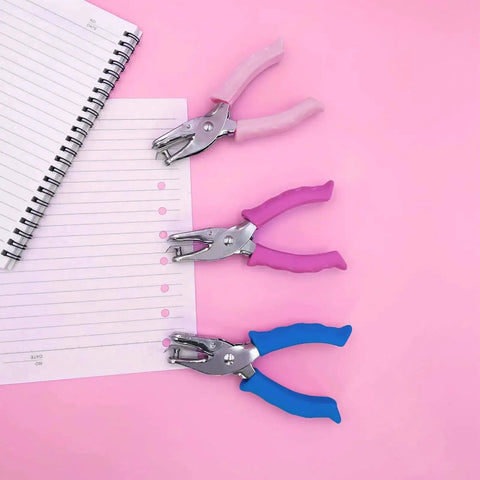 One Quarter Inch Hole Punch For Crafts With Pink Soft Grip Handle, Handheld Paper Puncher For Home Office Classroom, Easy Spacing Between Holes