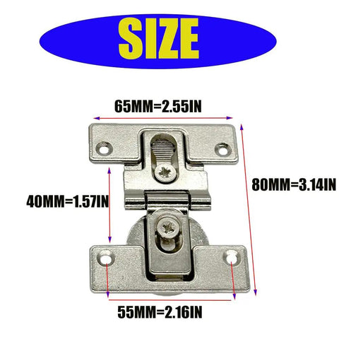 Two Piece 180 Degree Folding Hidden Door Hinge For Cabinets And Cabinet Linkage Durable Zinc Alloy Construction With Nickel Plating For Long Lasting Smooth Swing Easy Install And Quiet Operation KASHBSAB size dimensions