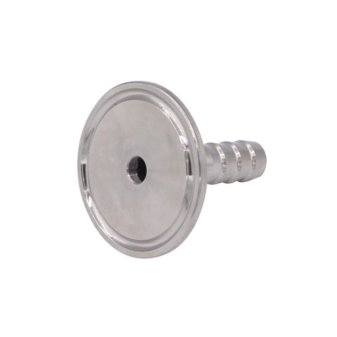 DERNORD 1.5in tri-clamp to 0.5in hose barb adapter, SUS304 stainless, set of 2, front view