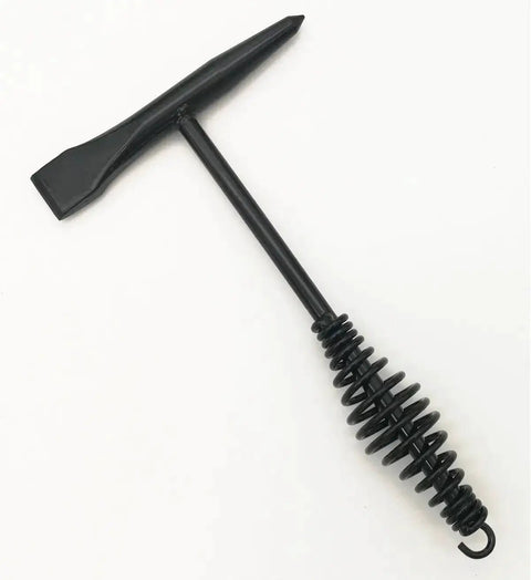 Heavy Duty Welding Chipping Hammer With Coil Spring Handle For Shock Absorption, 10.5 Inch Overall Length, Tempered Chisel And Point Ends