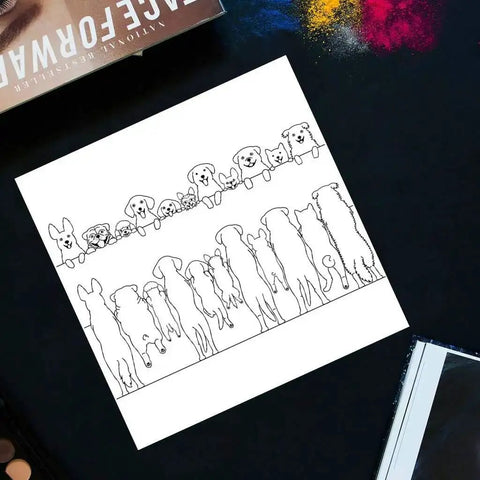 Cute Dog Clear Stamp And Die Set for Card Making and Scrapbooking featuring dog designs on silicone stamp for embossing.