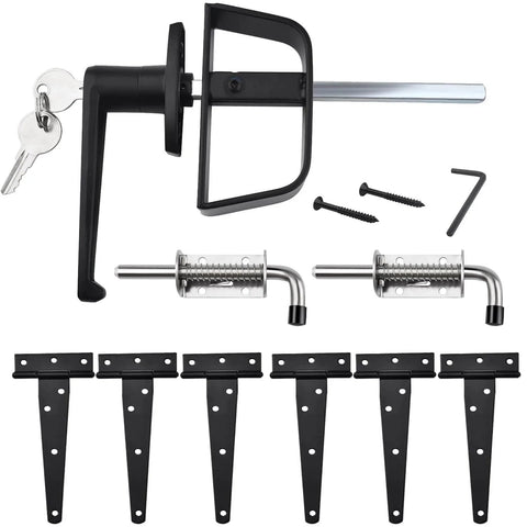 Complete Shed Door Hardware Kit With 6 Inch T Hinges Latches And L Handle Lock Includes Heavy Duty Barrel Bolts And Screws