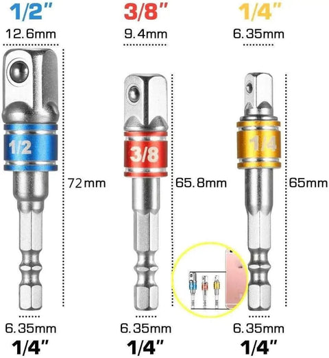 Flexible Drill Bit Extension Kit With 105 Degree Right Angle and Bendable Extension, Includes 3 Universal Socket Adapters image
