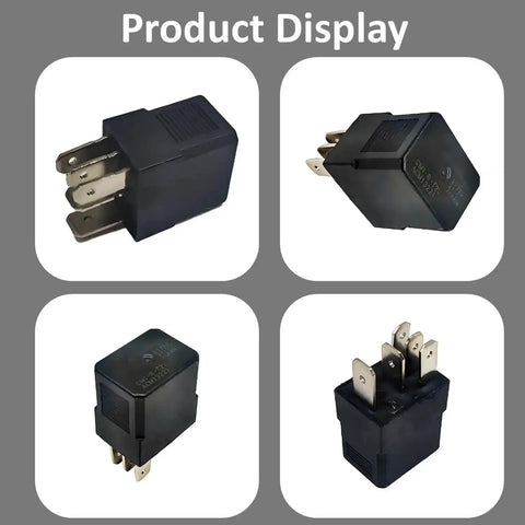 Product display of 12V DC 35 Amp 5 Pin General Purpose Automotive Relay for car electrical system, showing various angles.
