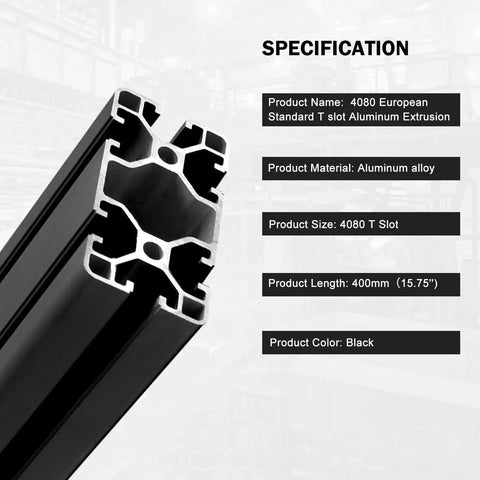2 Pack 4080 T Slot Aluminum Extrusion 400mm Black Aluminum Profile 40x80 T Slotted Framing European Standard Anodized Linear Rail