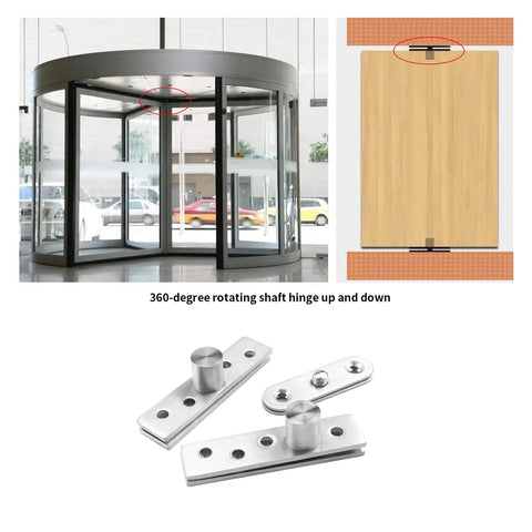 Eight Piece 360 Degree Door Pivot Hinge Set With Fixing Screws Stainless Steel Center Pivot Hinges demonstration