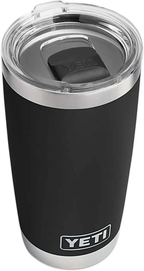Rambler 20 Oz Tumbler Stainless Steel Vacuum Insulated With MagSlider Lid Black For Water Coffee Beer On The Go No Sweat Design