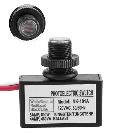 Two Pack Outdoor No Fuss Light Control Sensor Switches With Dusk To Dawn Photocell, 120V AC Hard Wired Post Light Sensor
