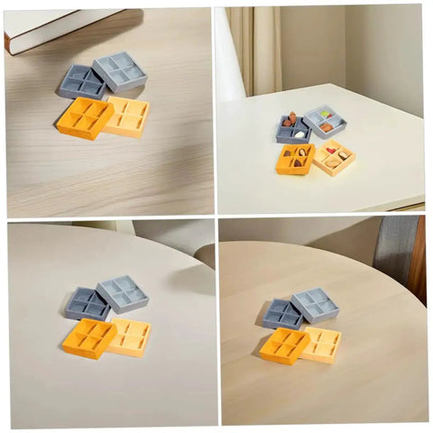 Awesome Four Grid Miniature Dollhouse Storage Box Set For Candy, Nuts, And Tiny Accessories, Realistic Resin Compartments
