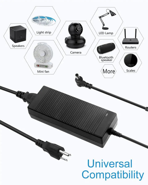 24V DC Power Supply 5A AC Adapter 100-240V Universal Wall Transformer for LED Strips CCTV Cameras Printers LCD Monitors