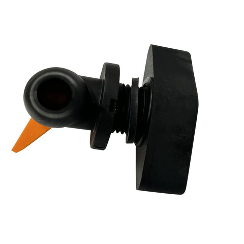 DEF CCX1000V cartridge filter manual air relief valve, black plastic with orange nozzle.