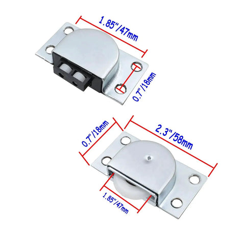 Sliding Door Roller Wheels Set 4 Pairs Nylon Wheel With Iron Shell Electroplating Finish for Closet Cabinet Doors