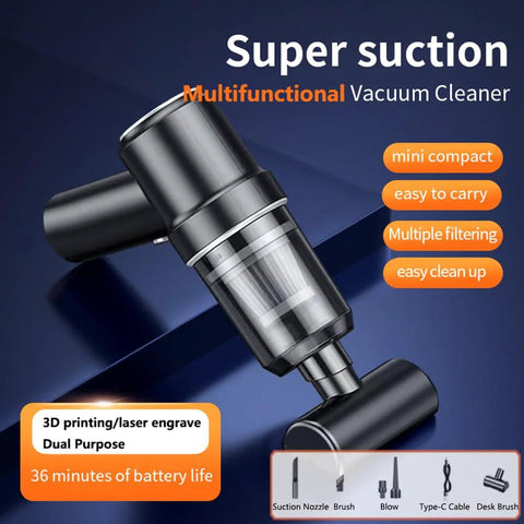 Skouphy multifunction vacuum cleaner for 3D printer/laser engraver, compact black with suction nozzle and brush