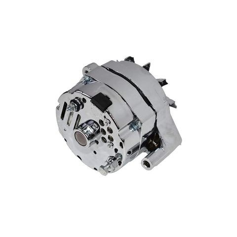 1G Style High Output 110 Amp Alternator for Ford 1965 1989 V6 and V8 Models, shiny metal finish, rear view
