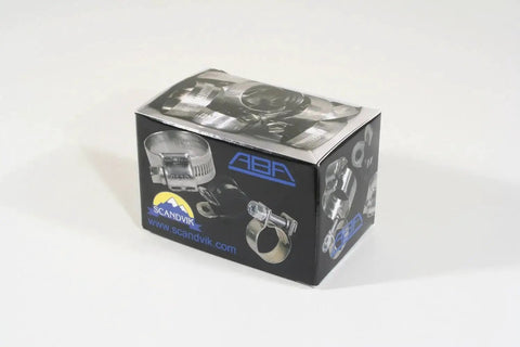 Box packaging of Beefy Marine Hose Clamp Made From 316 Stainless Steel Universal Fit 15 To 24 Millimeter Range Pack Of 10 Scandvik 13624