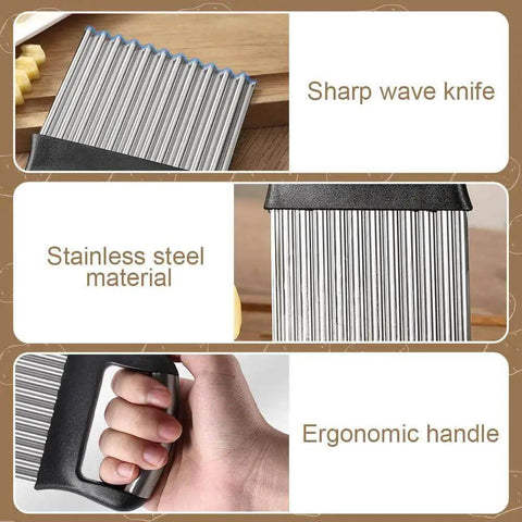 Two Pack Stainless Steel Crinkle Cutter With Wavy Blades For Perfect Crinkle Fries And Veggie Slices, Easy Grip Handle close-up