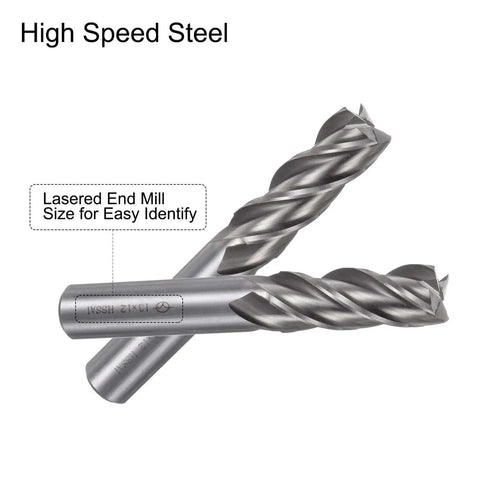Beefy 13mm Carbide End Mills 4 Flutes CNC Milling Cutter Bits With Straight Shank 2 Pack uxcell for aluminum and steel cutting.
