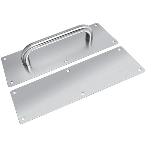 304 Stainless Steel Satin Finish Door Push Pull Handles Set, 100mm Wide, 300mm High, 1.2mm Thick, Interior Hardware