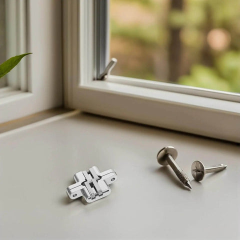 4 Pack 43mm Zinc Alloy Concealed Folding Hinges For Jewelry Boxes And Small Cabinets, Hidden Cabinet Hinges, white nickel finish