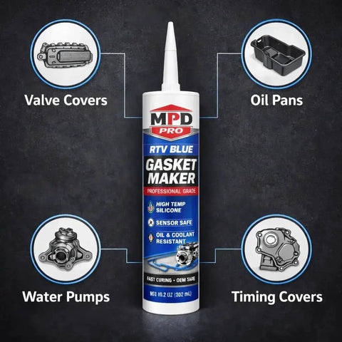 Blue High Temp RTV Gasket Maker Sealant For Valve Covers And Oil Pans, Sensor Safe And Oil Or Coolant Resistant, Perfect For Water Pumps And Rigid Flange Assemblies, 2 Pack Engine Bay Ready No Fuss And Stays Flexible In Heat And Vibration