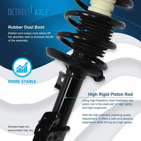 Close-up of a strut with coil spring from Front 14 Piece Beefed Up All In One Suspension Kit For Chevy Malibu Pontiac G6 Saturn Aura