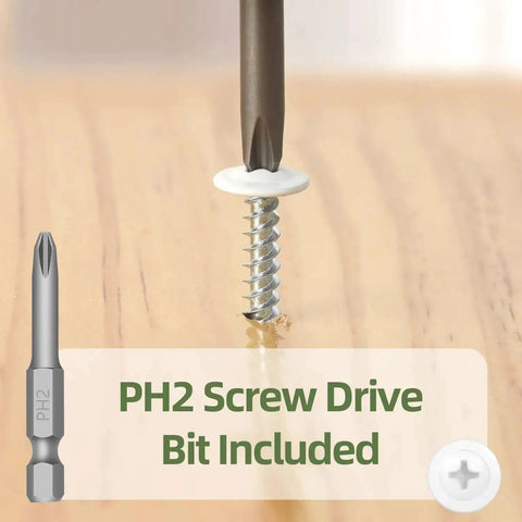 Self Tapping Wood Screws Set With 190 Pieces Number Eight Truss Head White Phillips Drive in wood with PH2 bit included