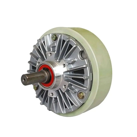 Side view of Single Shaft Magnetic Particle Brake for Textile and Printing Machines with 3Nm to 400Nm torque range, high speed 1800 RPM