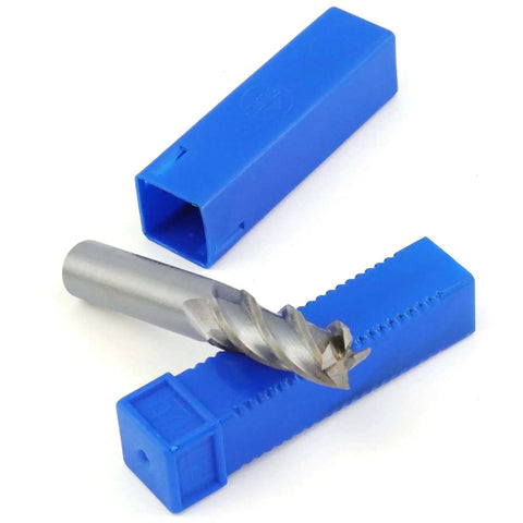 Square End Mill Set 1/2 Inch Cutting Diameter 1/2 Inch Shank 4 Flute Straight End Mills HSS 2 Pieces shown with blue covers