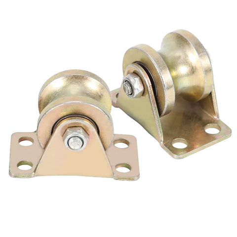 32mm Sliding Gate Roller Set, U Type Groove Wheel Track Rail for industrial machines, carts, doors and windows, front view