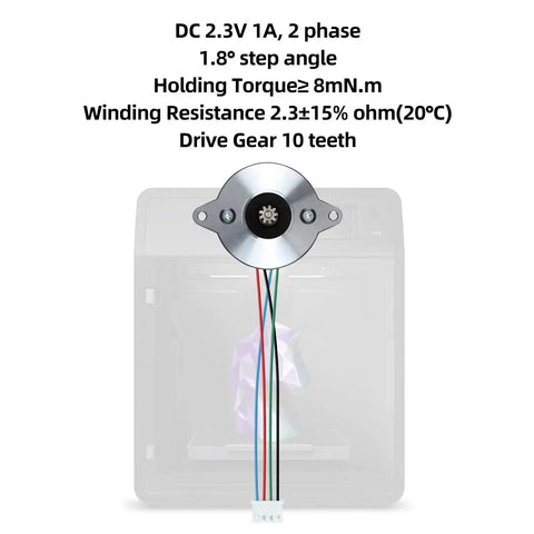 Extruder Motor Replacement For Adventuer 5M And 5M Pro Easy Drop In 36 Pancake Stepper Motor shown with specs and wires