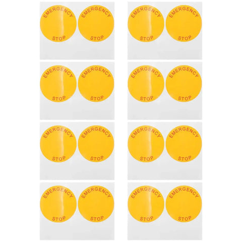 Emergency Stop Sign Stickers For Industrial Machinery 2.44 Inch Self Adhesive Labels 8 Pack High Visibility Safety Decals