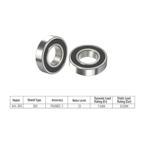 Four Pack Deep Groove Ball Bearings 1614 2RS With Three Eighths Inch Bore And One And One Eighth Inch Outer Diameter, Three Eighths Inch Width