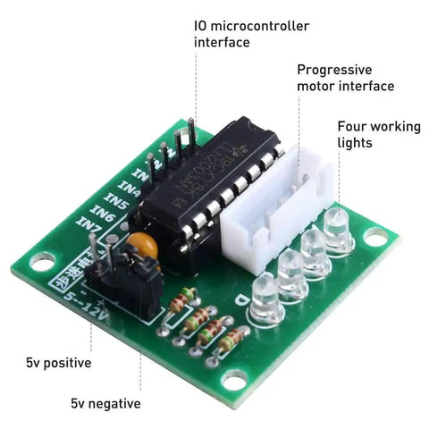 ULN2003 driver board for 5 Pack Geared Stepper Motors 28BYJ-48 5V With ULN2003 Driver Board, Dupont Wires And Ribbon Cables, Arduino Compatible
