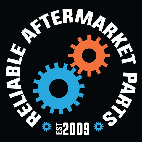 Logo of Reliable Aftermarket Parts with blue and orange gears, established 2009