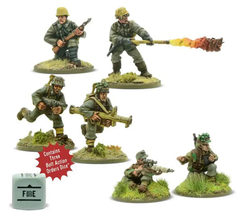 German Army Weapons Teams 28mm Miniatures For Bolt Action War Gaming Set With Panzerschreck Team Sniper Team And Flamethrower Team