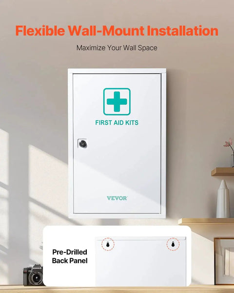 Three Shelf First Aid Cabinet With One Thousand Piece Medical Supplies For Worksites Wall Mounted Steel Emergency Med Box
