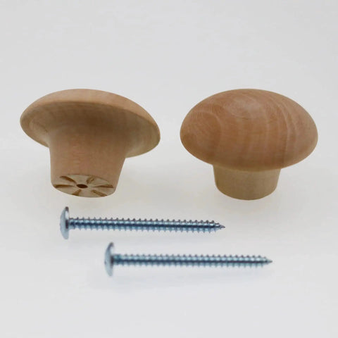 Hardwood Bi Fold Door Pull Knob Set Of 2 One And Three Quarters Inch Diameter Knob With Eleven Sixteenths Inch Base, screws included