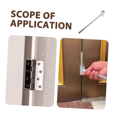 Adjustable Door Hinge Adjustment Tool For Precise Door Alignment And Smooth Operation Single Head Spanner Lever Design For Easy Hinge Calibration At Home For DIYers SOLUSTRE being used to align door hinge on interior and exterior doors
