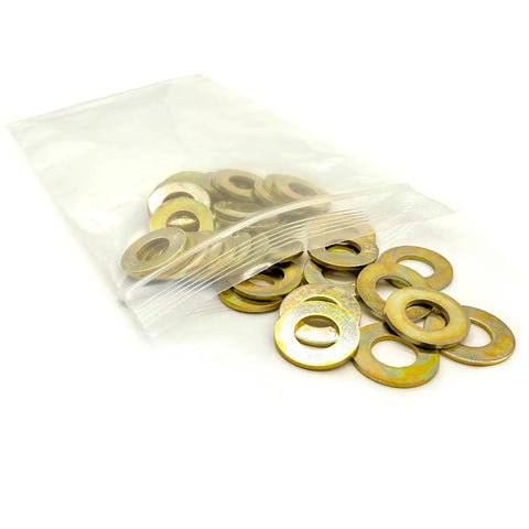 50 Pack One Half Inch SAE Grade 8 Flat Washers With Zinc Yellow Finish For Bolts And Screws, Built To Last, Heavy Duty Hardware Washers in bag