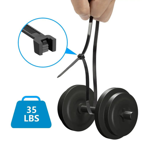 8 Inch Black Zip Ties 1200 Pack 35 Lb Tensile Strength Self Locking Nylon Cable Ties UV Resistant for Indoor Outdoor Use