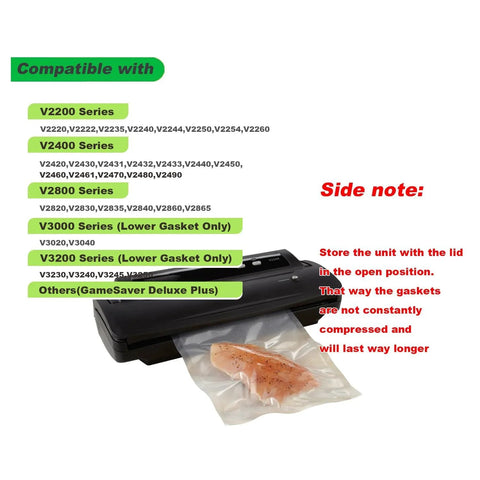 Gasket Replacement Set For FoodSaver Vacuum Sealers V2200 V2400 V2800 V3000 V3200 with sealer and vacuum-packed food