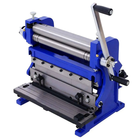 3-In-1 Sheet Metal Brake 12-Inch Workhorse Combo Shear Brake Roll Machine for Pro Shops, 20-Gauge Capacity in blue color