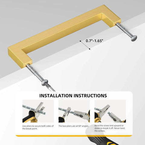 Five Inch Gold Cabinet Pulls 35 Pack Brushed Brass Drawer Handles Modern Square Stainless Steel Hardware For Kitchen Cupboard And Dresser Dope Look With Long Lasting Finish By Goldenwarm installation view